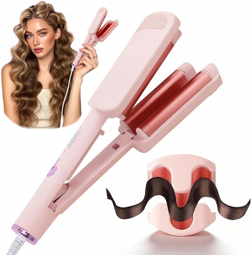Chikyo Curling Iron Hair Crimper Waver - 3 Barrel Rovy Wave Curling Iron, 1.25 Inch Ionic Beach Waves Curling Wand, Deep Waver Hair Curler Hot Tool with Ceramic for Women, Dual Voltage, Easy to Use - Image 1